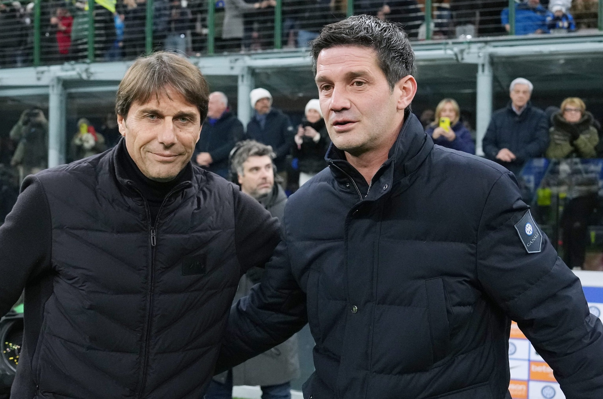 Cristian Chivu con Antonio Conte lo scorso 11 gennaio prima di Inter–Napoli 2–2