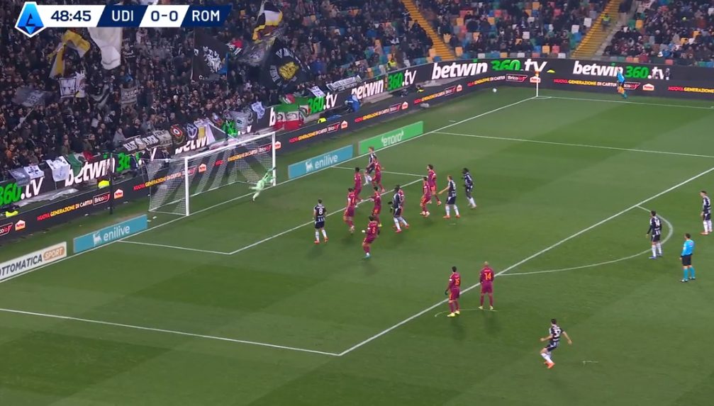 Il momento in cui l’Udinese trova il gol del vantaggio.