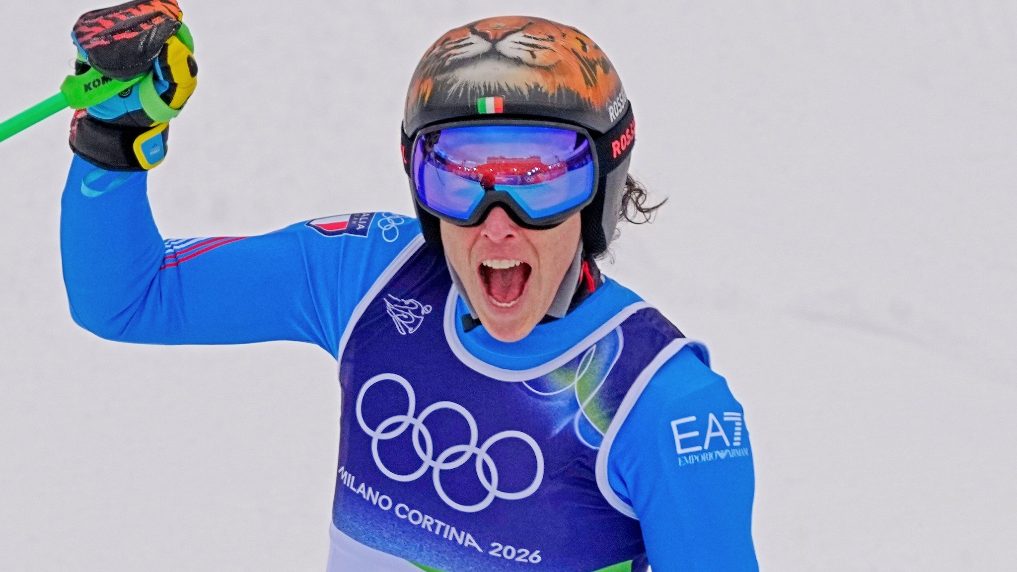 Brignone al termine della sua prova in Super G.