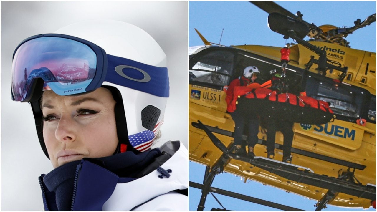 La premura di Lindsey Vonn distrutta dal dolore sull'elicottero che la porta via: "Vinci"