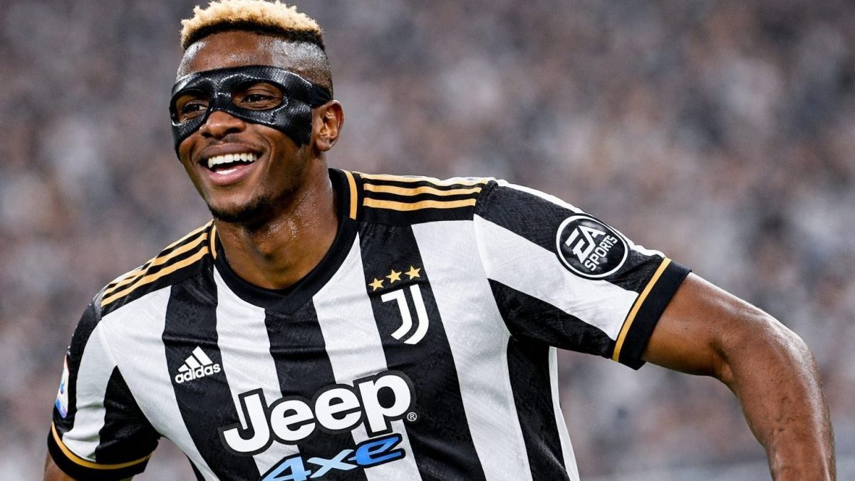 Victor Osimhen e le voci sulla Juventus (immagine generata con AI).