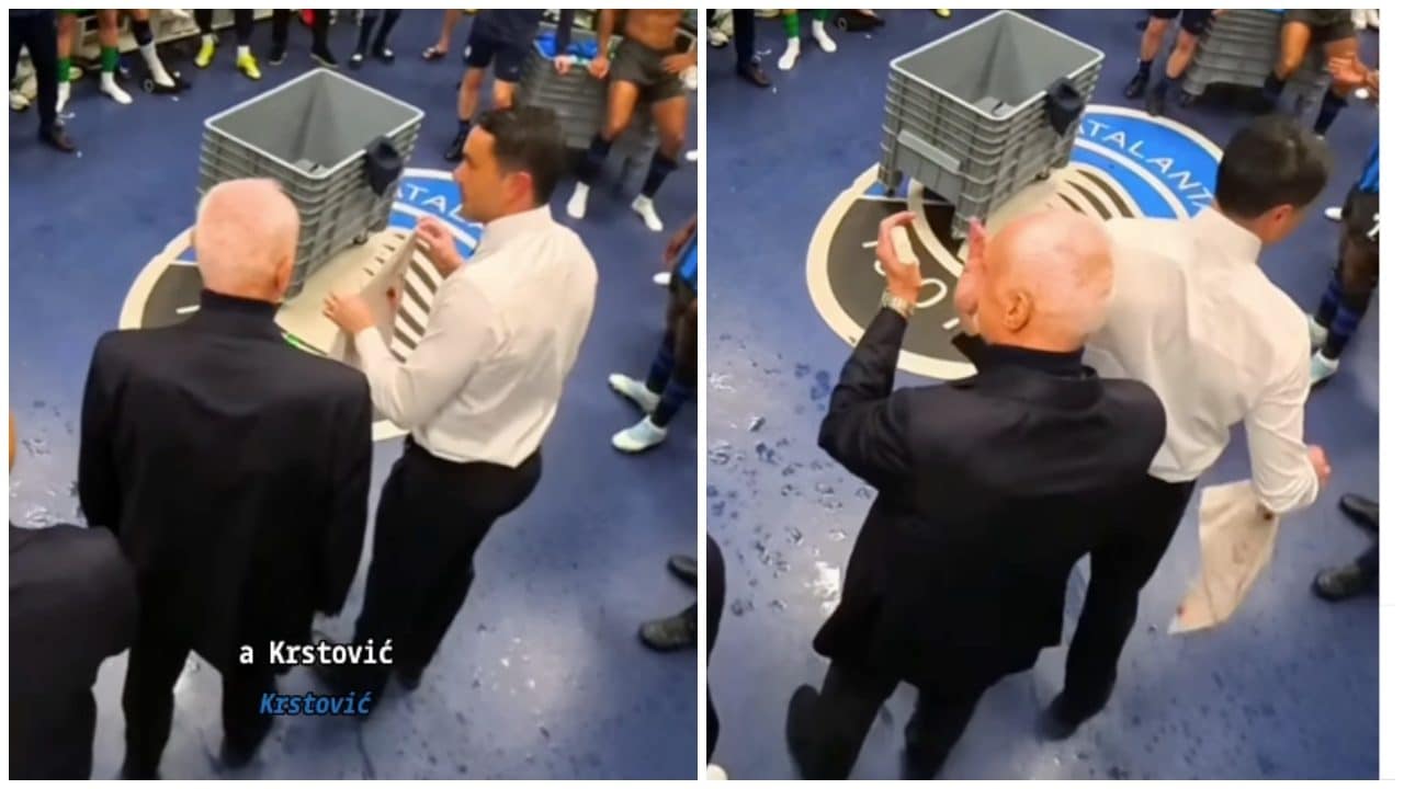 Il discorso di Palladino nello spogliatoio dell’Atalanta dopo l’impresa: mostra un panno insanguinato