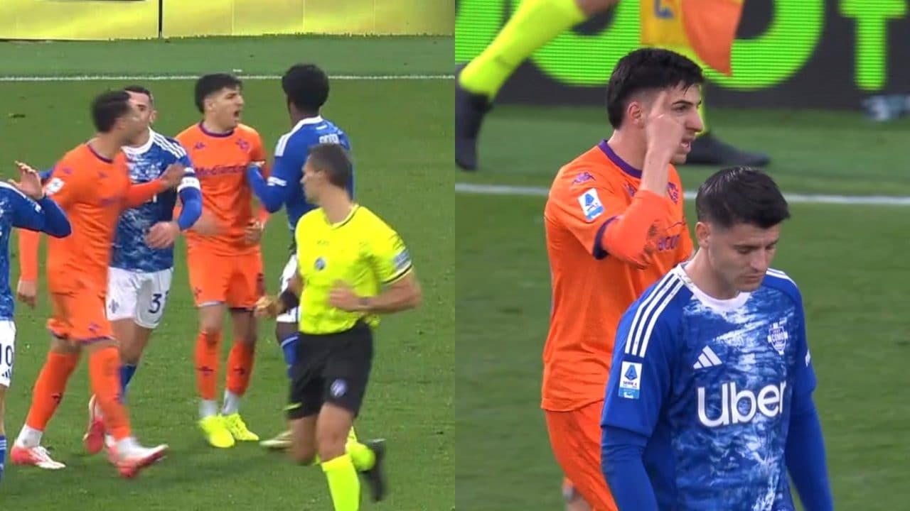 Parisi simula un colpo di Addai, poi si rialza e gli urla: "Tu sei matto!". Tensione in Como-Fiorentina