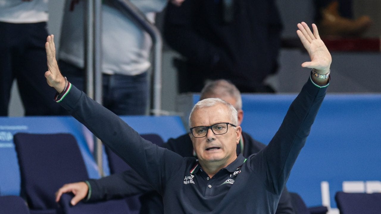 Sandro Campagna durante una partita del Settebello.