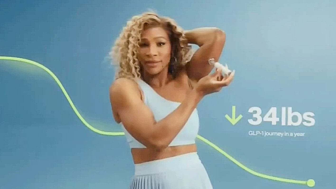 Serena Williams travolta dalle polemiche al Super Bowl per lo spot in cui si inietta il farmaco GLP-1