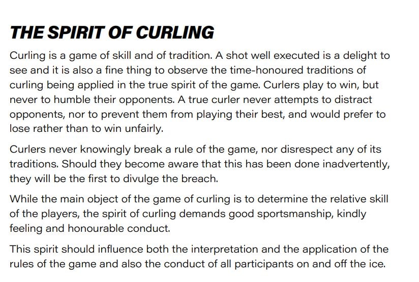 Il testo ufficiale della premessa al regolamento della World Curling Federation