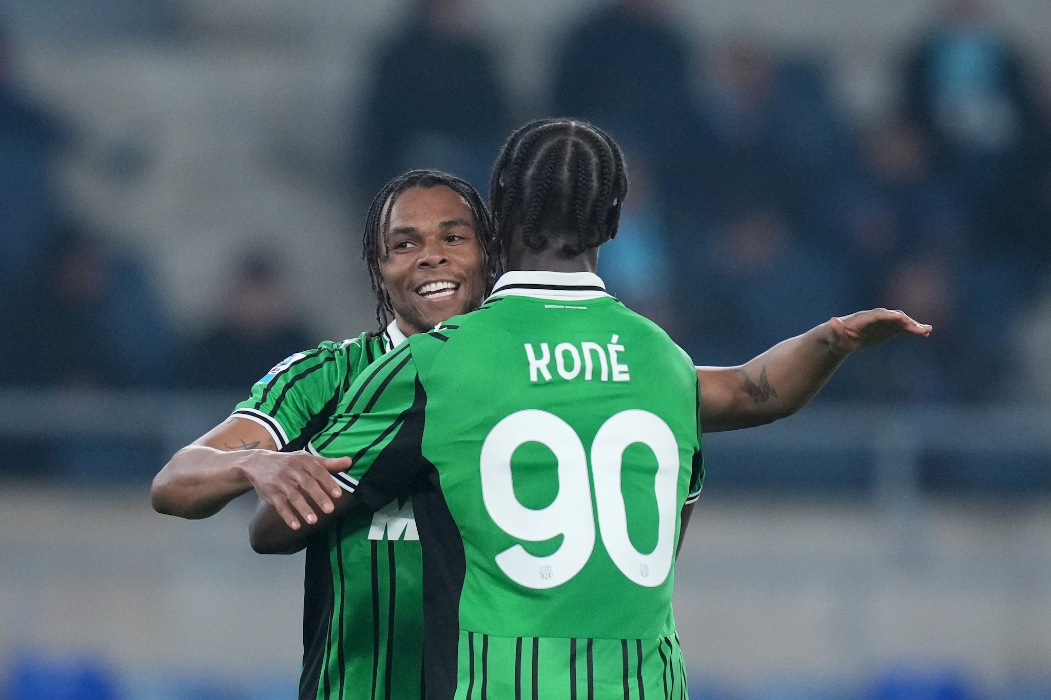 Il francese esulta dopo il gol del momentaneo pareggio del Sassuolo.