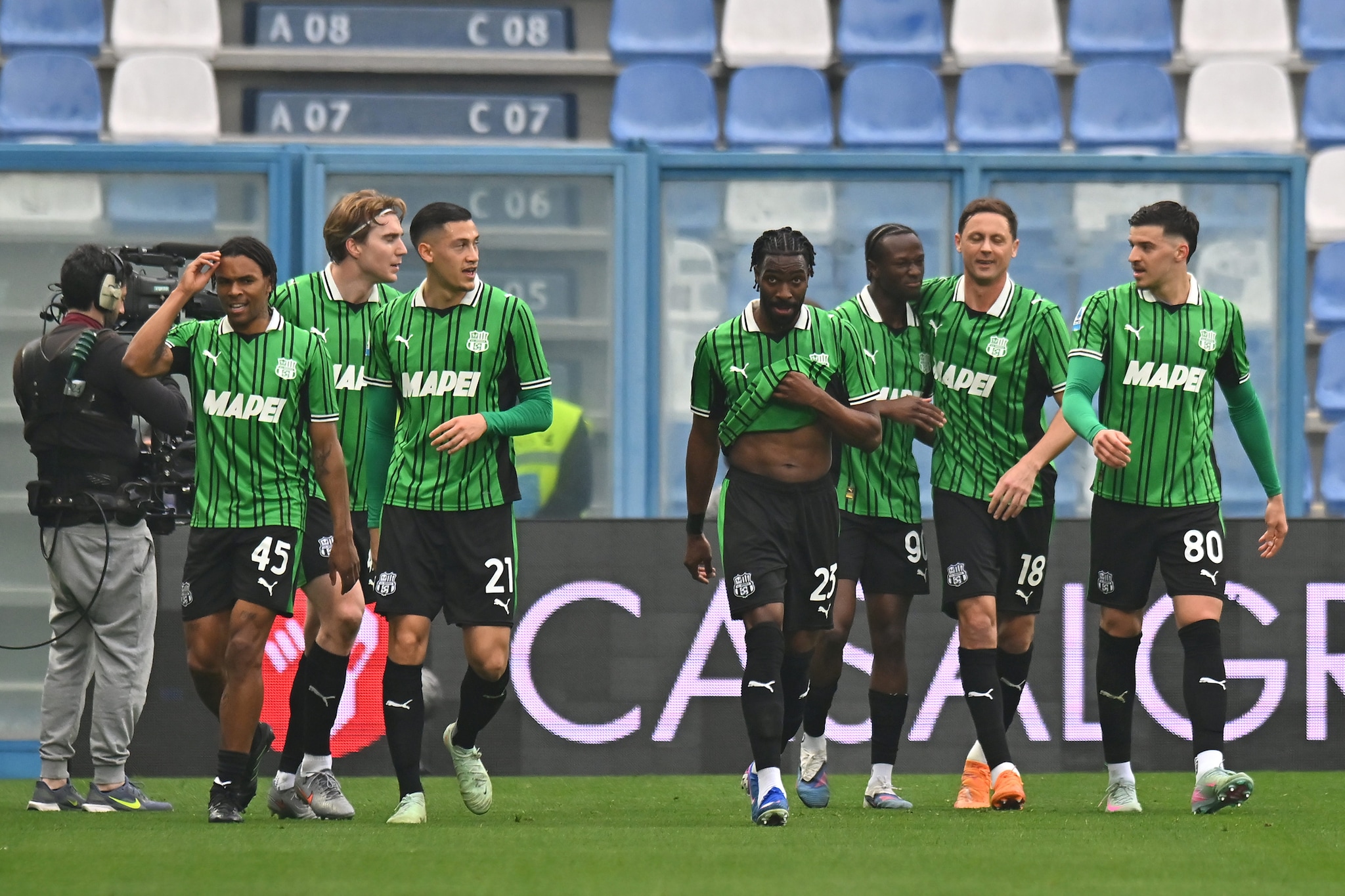 L’esultanza dell’Atalanta.