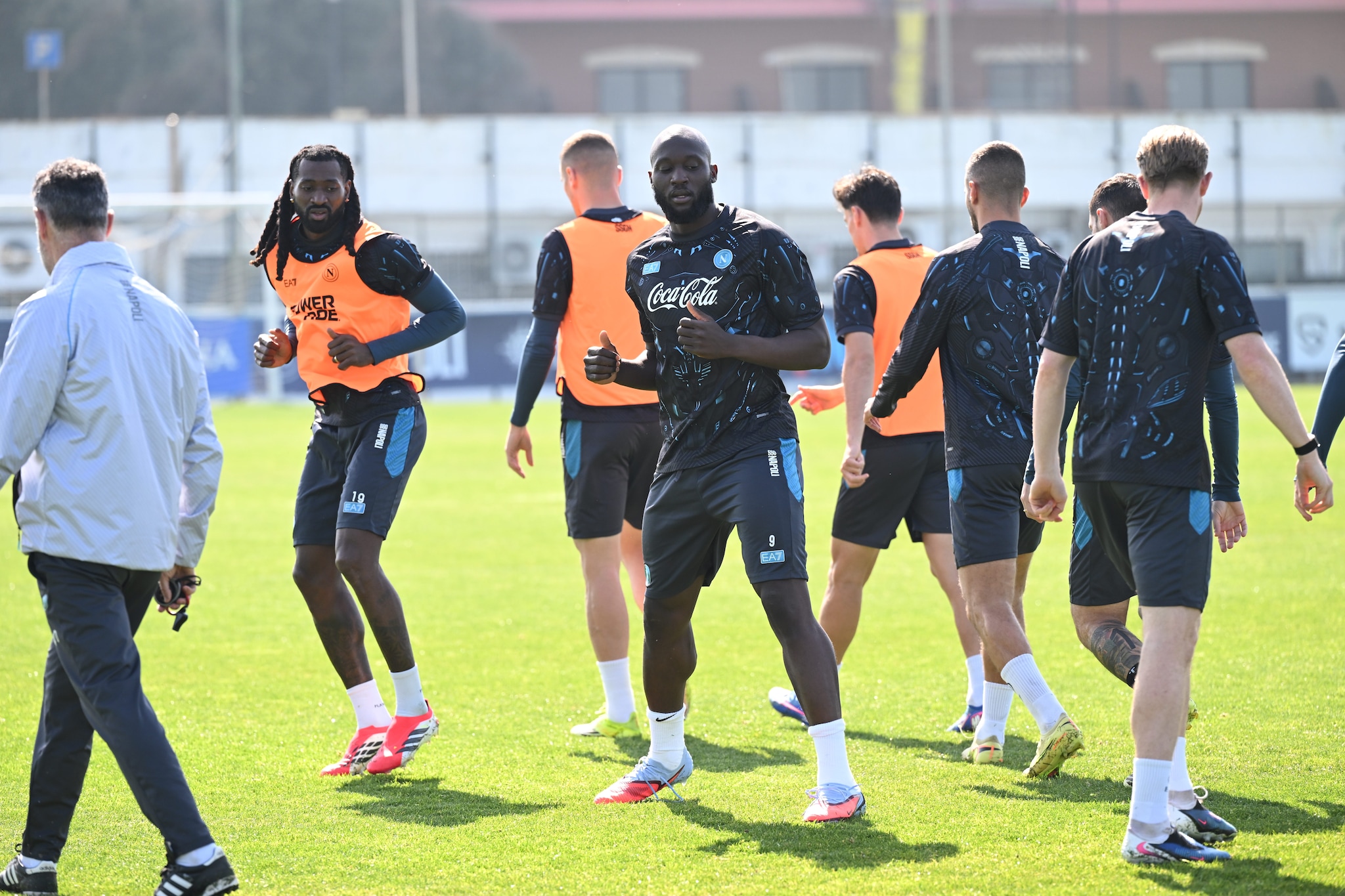 Lukaku durante gli allenamenti col Napoli.