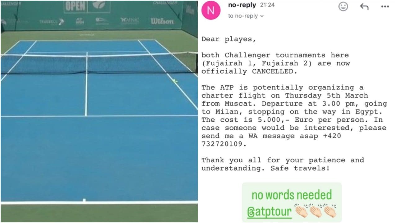 L'ATP cancella il torneo di Fujairah e organizza un volo per i tennisti: chiede loro una cifra enorme