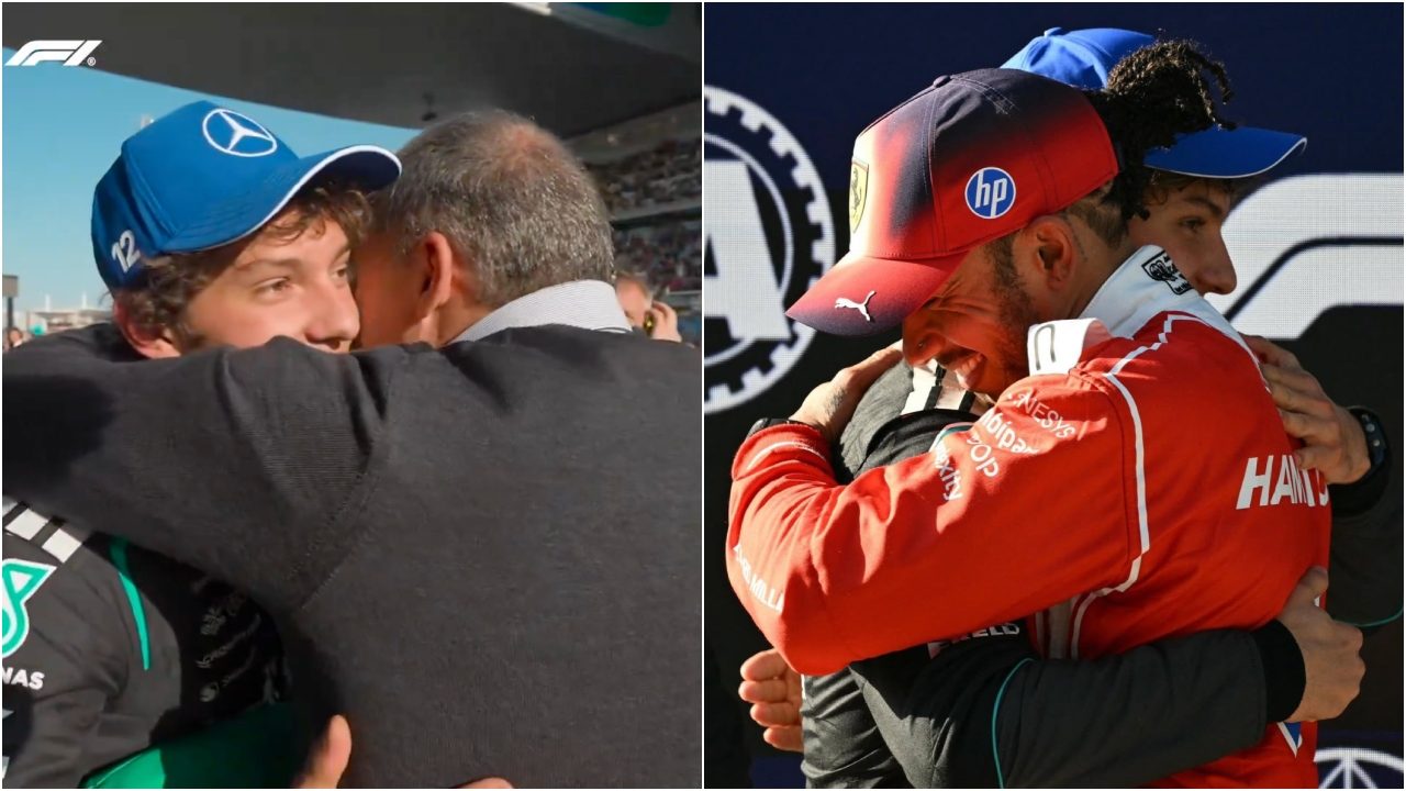 Kimi Antonelli fa la storia della F1, poi subito il tenero abbraccio col papà e con Hamilton