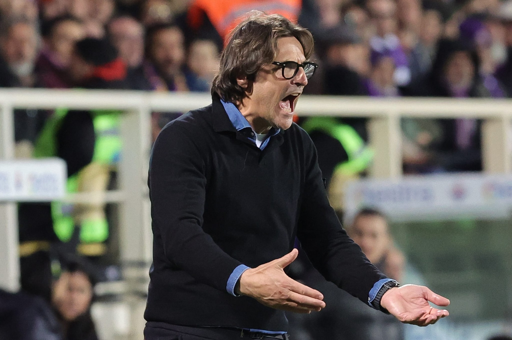 La grinta di Paolo Vanoli durante Fiorentina–Inter