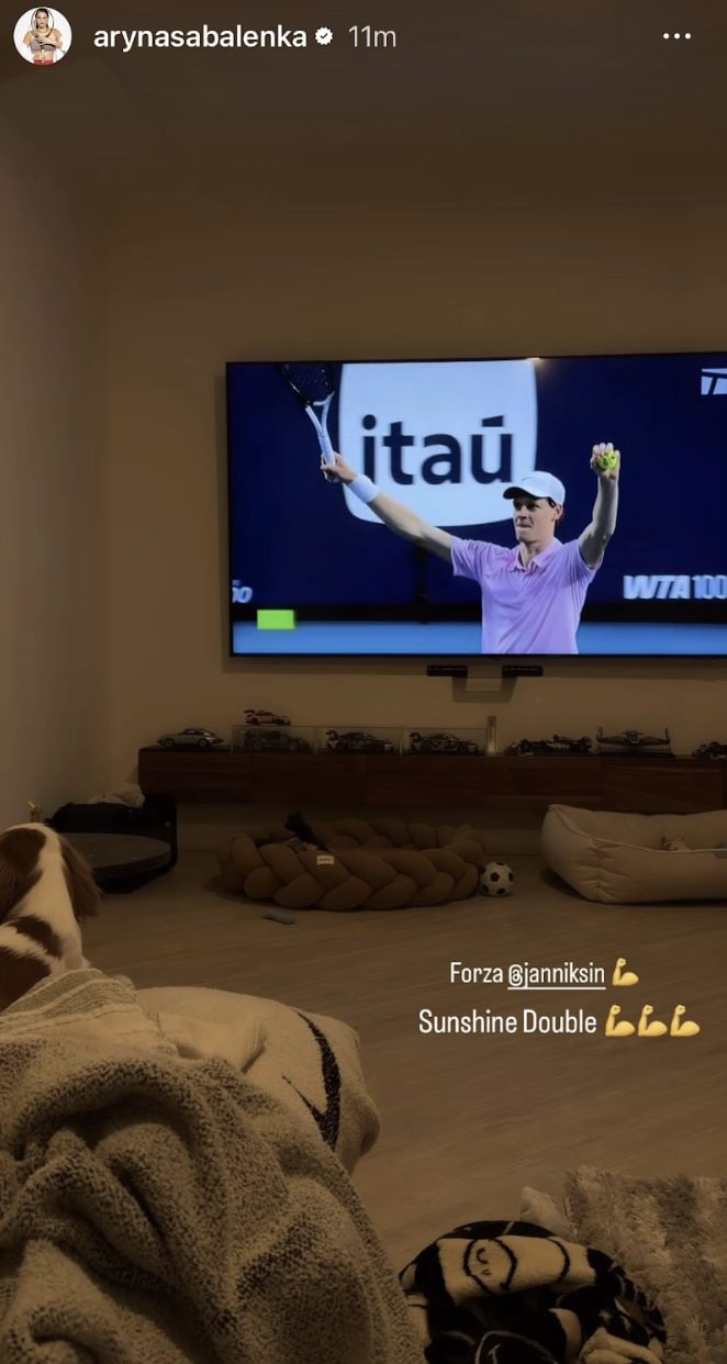 Il post di Sabalenka per Sinner dopo il successo di Miami.