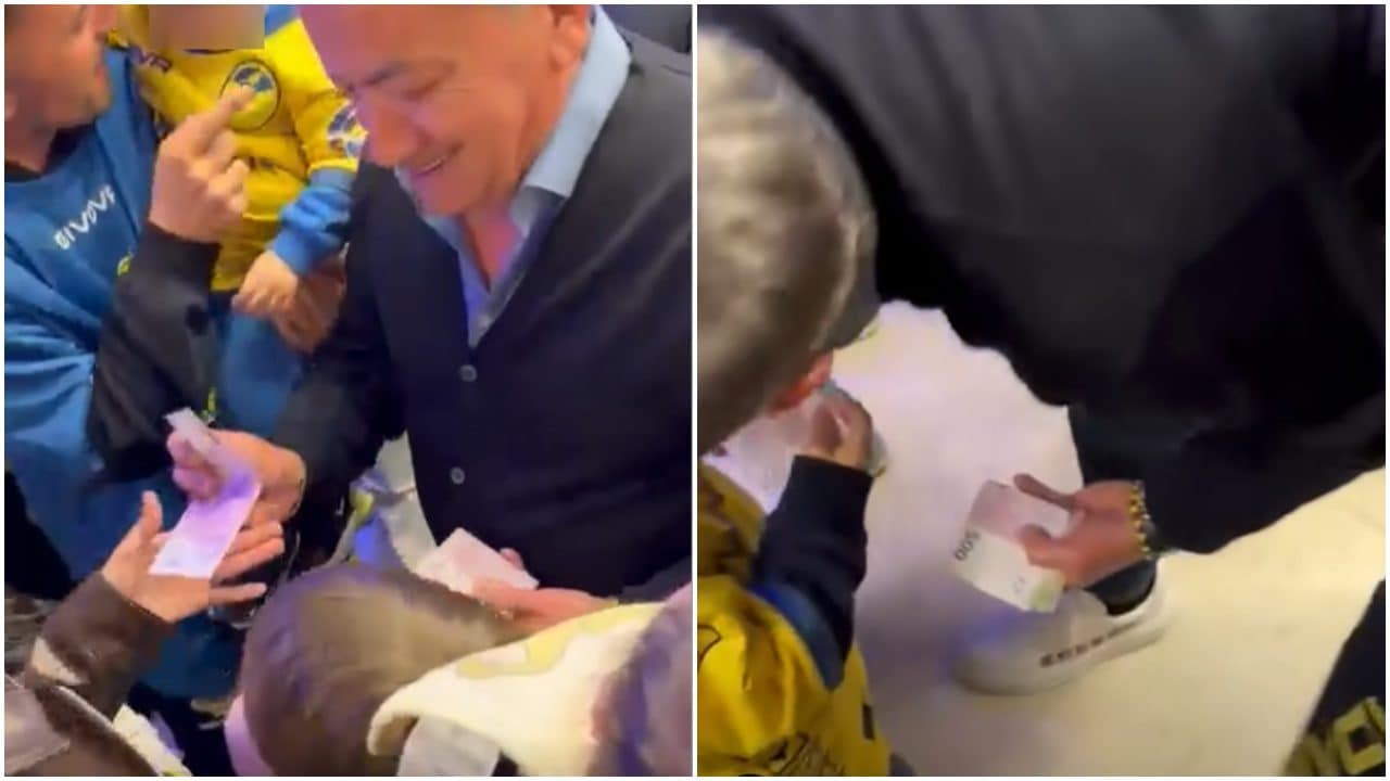 Il video del presidente della Scafatese che regala banconote da 500 euro dopo la promozione in C