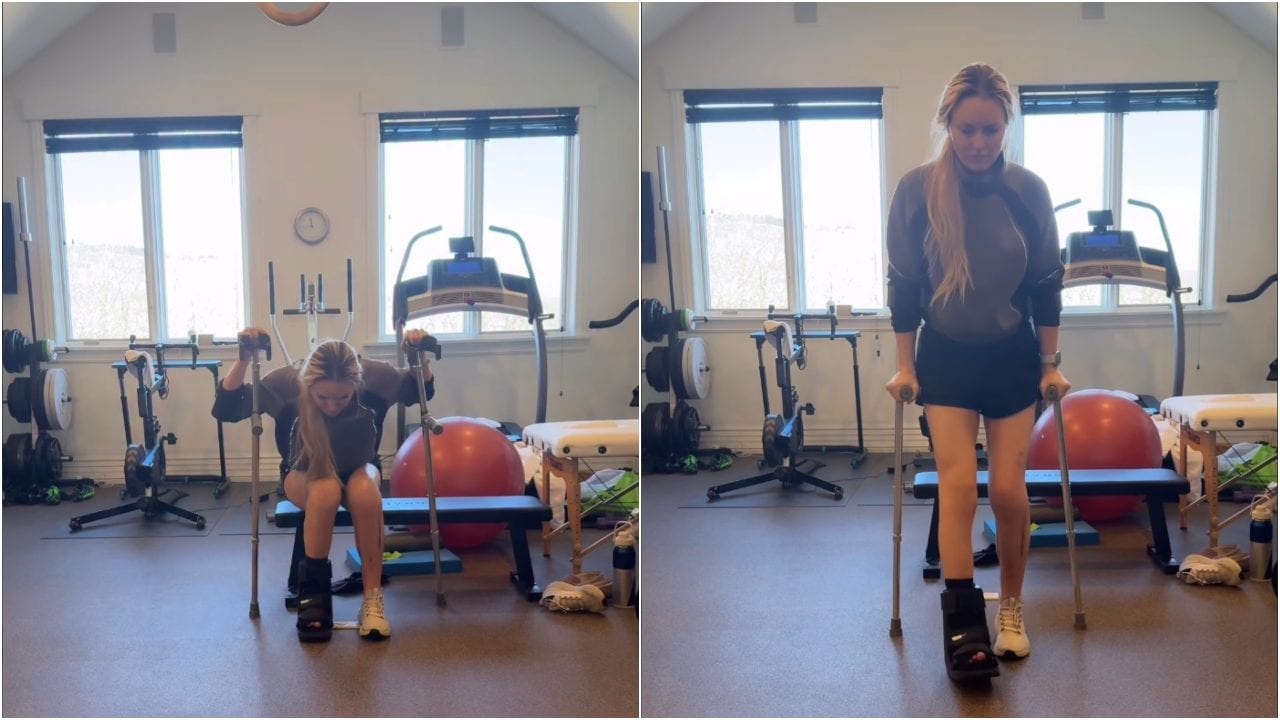 Lindsey Vonn torna a camminare dopo la caduta alle Olimpiadi: mostra i primi passi con le stampelle