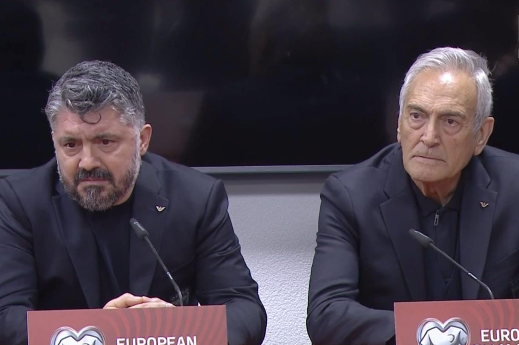 Gattuso in conferenza stampa con Gravina, c’era anche Buffon.