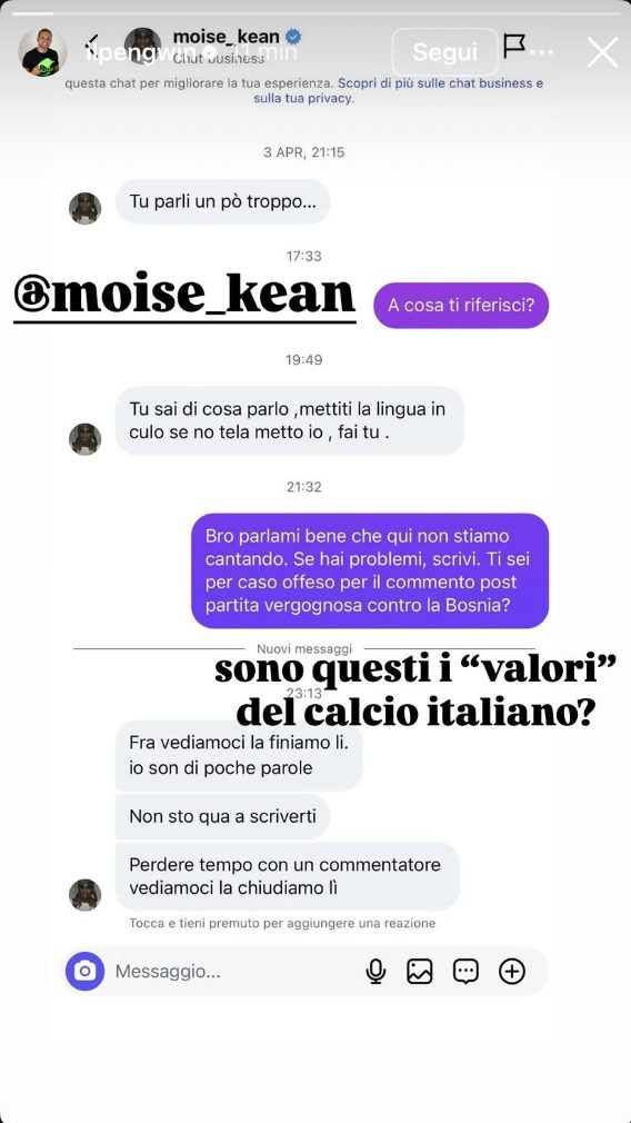 La conversazione tra Kean e Il Pengwin