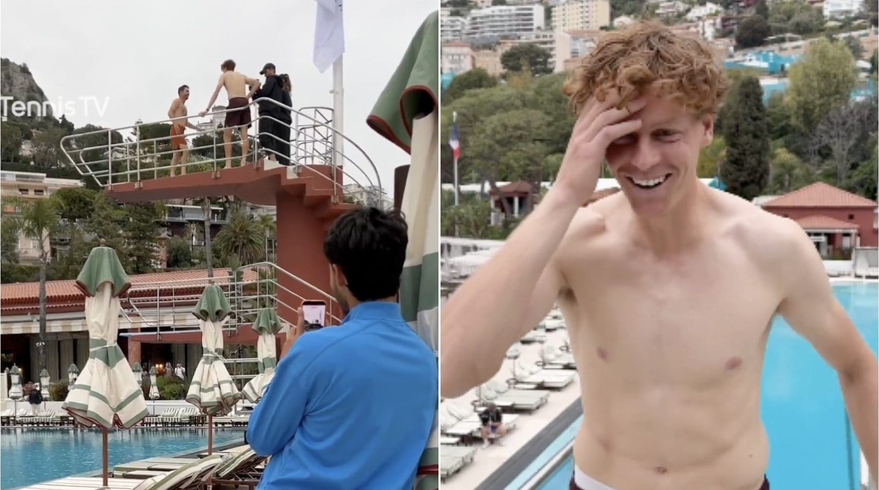 Alcaraz registra con il telefono il tuffo di Sinner e rilancia la sfida: scene esilaranti a Monte Carlo