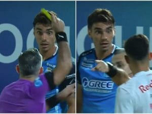 Diago Gimenez ne falcia uno e l’arbitro dà il vantaggio, poi ne falcia un altro: due gialli e rosso in 6 secondi