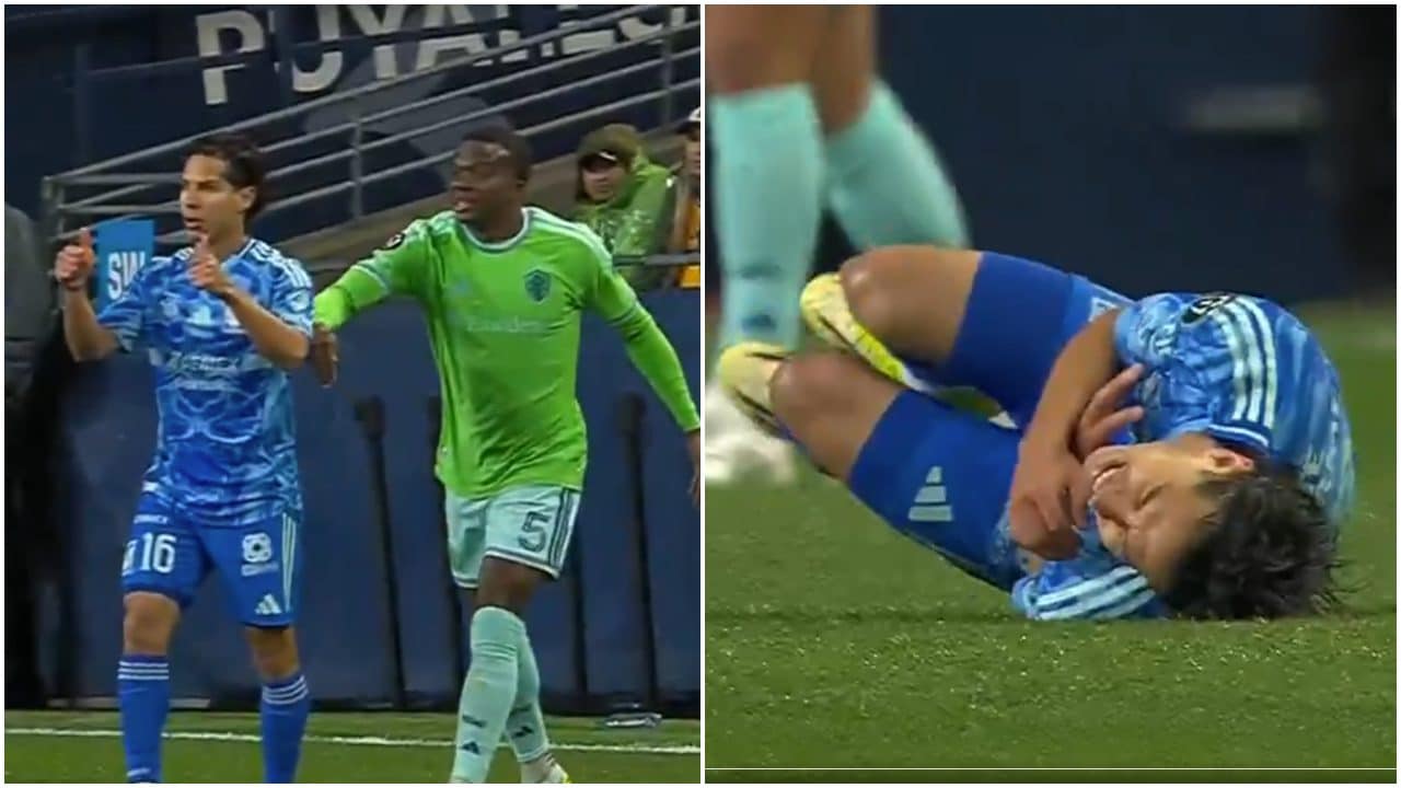 Diego Lainez è sfiorato sulla schiena e crolla tenendosi il petto: simulazione ridicola in Champions Cup