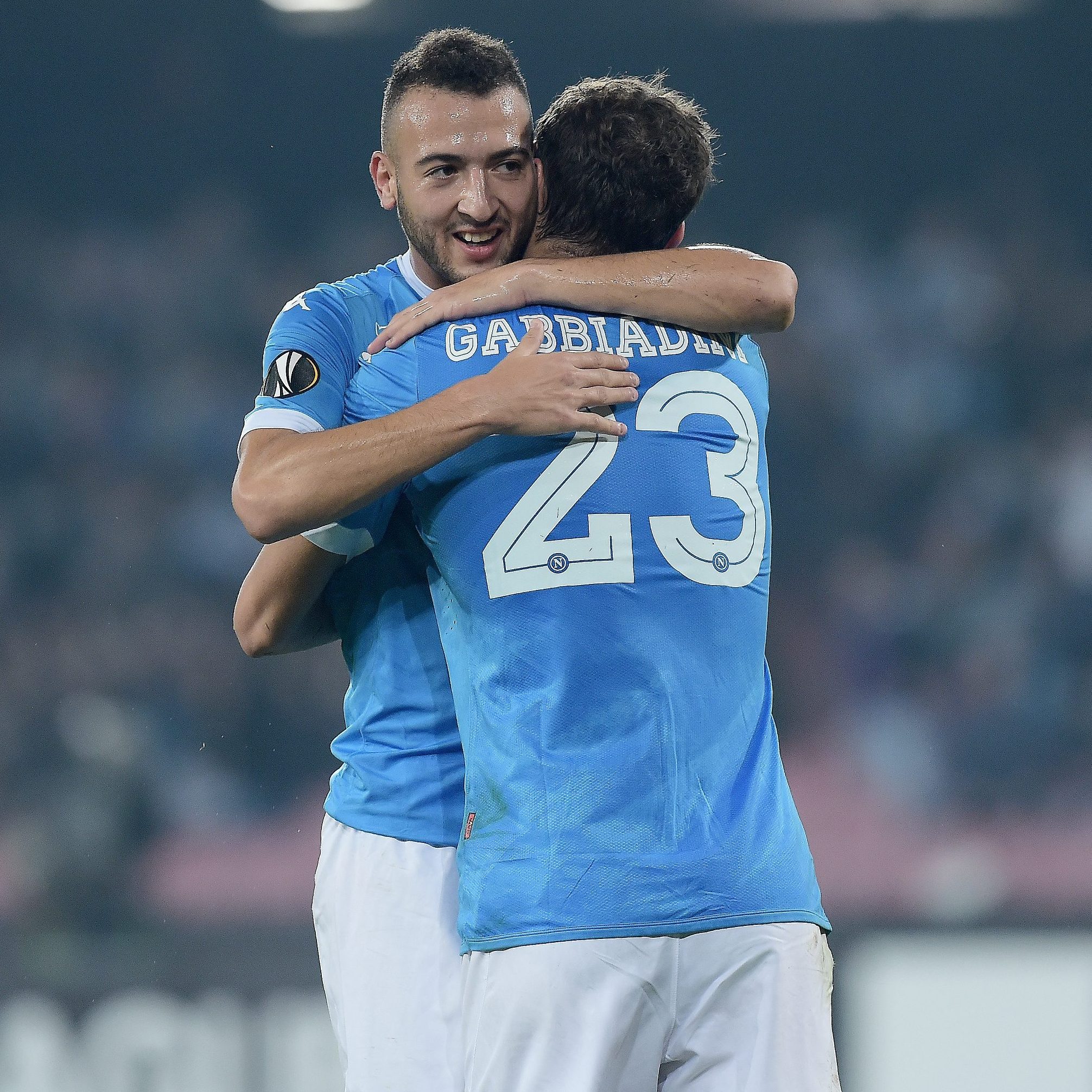 El Kaddouri festeggia un gol in Europa League con il Napoli.