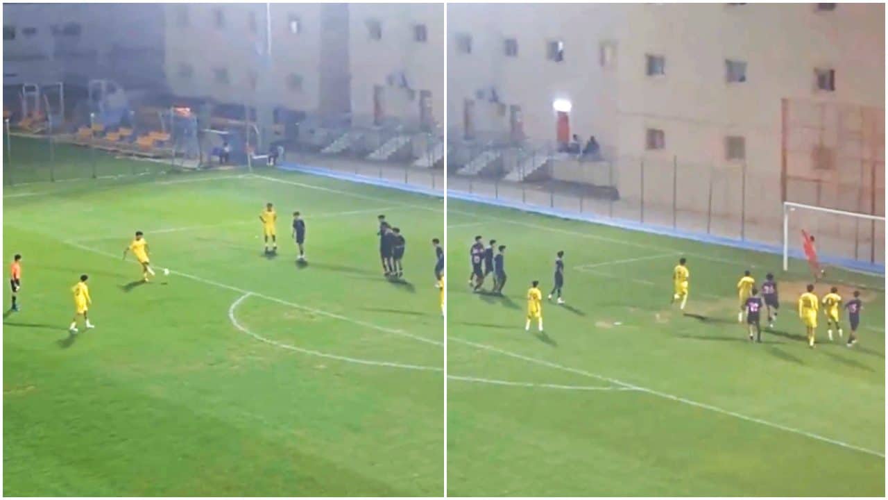 Il figlio di Cristiano Ronaldo ha un piede morbidissimo: pennella una punizione nel sette e fa tripletta