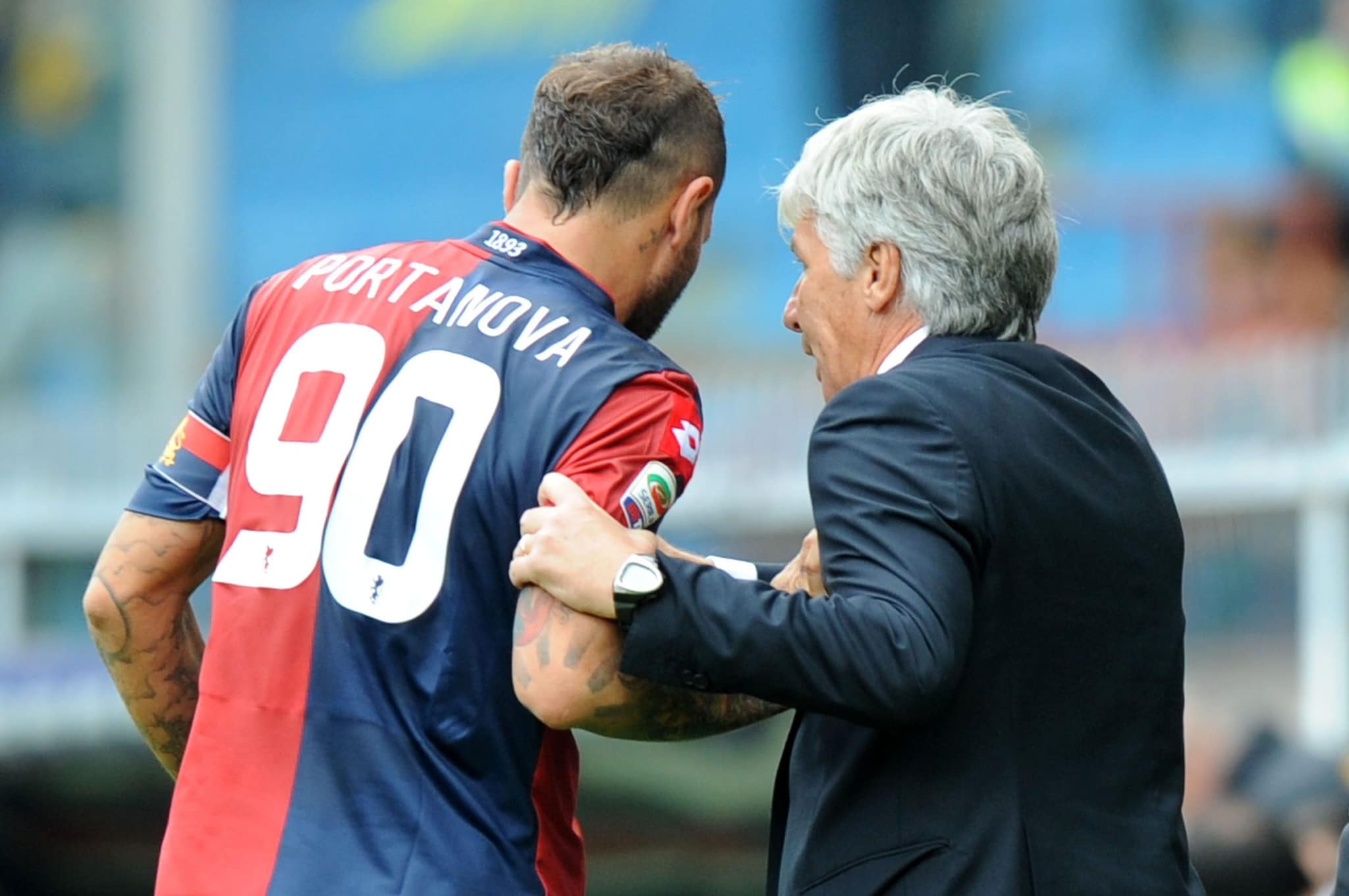 Daniele Portanova con Gian Piero Gasperini durante la stagione 2013/14 al Genoa