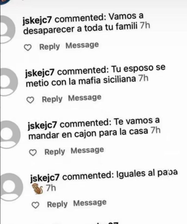 I messaggi pubblicati dalla moglie di Jarry.