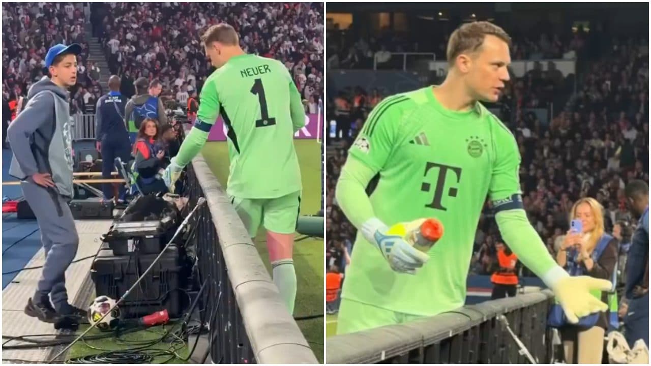Il raccattapalle del PSG si rifiuta di dare la palla a Neuer, il portiere del Bayern dà una lezione