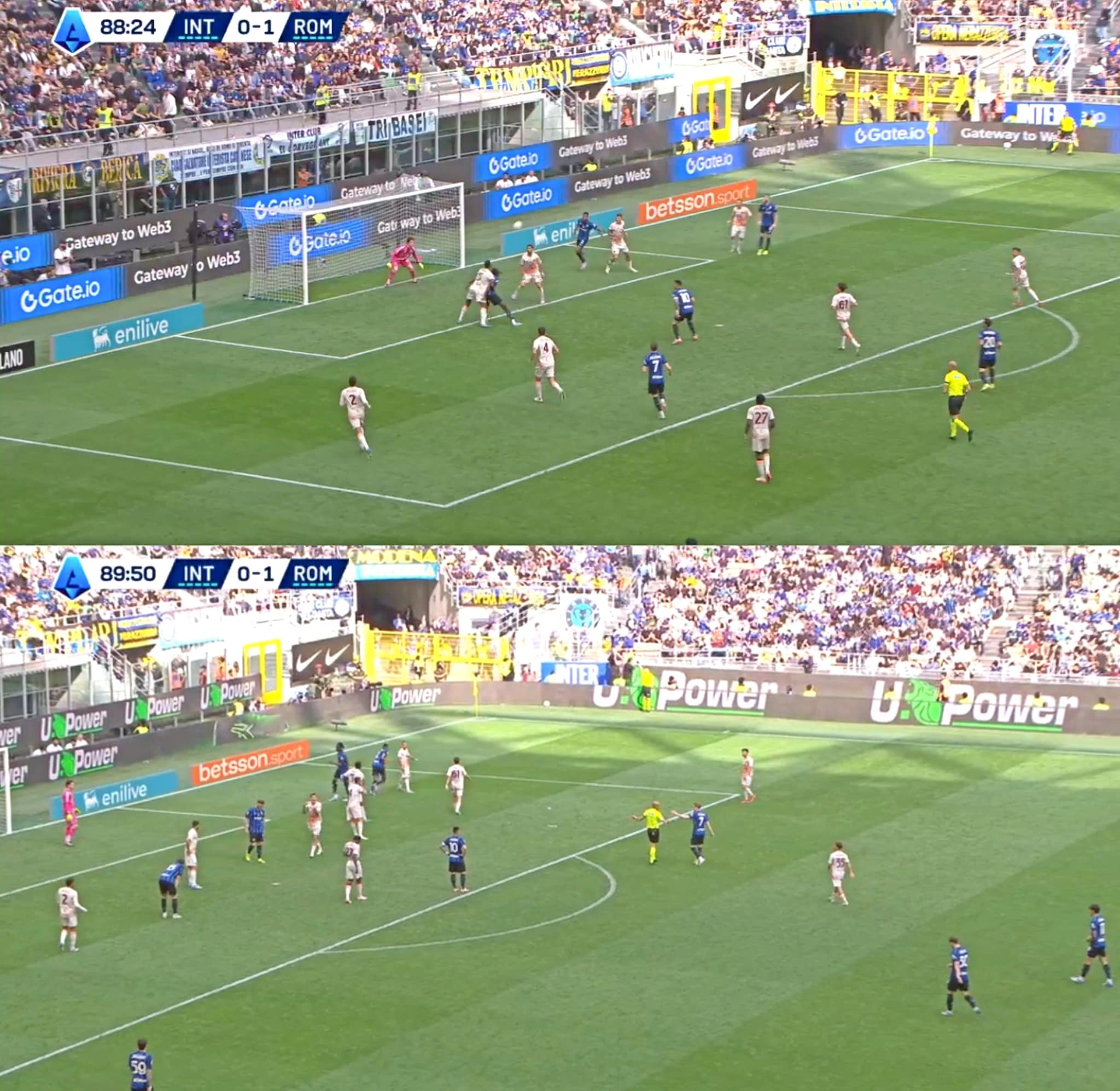 Tra il contatto Ndicka–Bisseck e la fine dell’azione passa quasi un minuto e mezzo. Durante Open VAR è stato trasmesso un audio di circa 37 secondi.