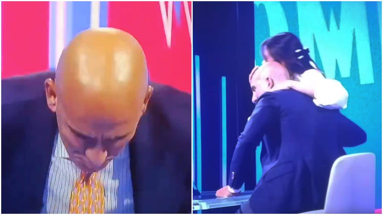 Paolo Di Canio prende a craniate il tavolo, Federica Masolin gli carezza la testa: era tutto organizzato