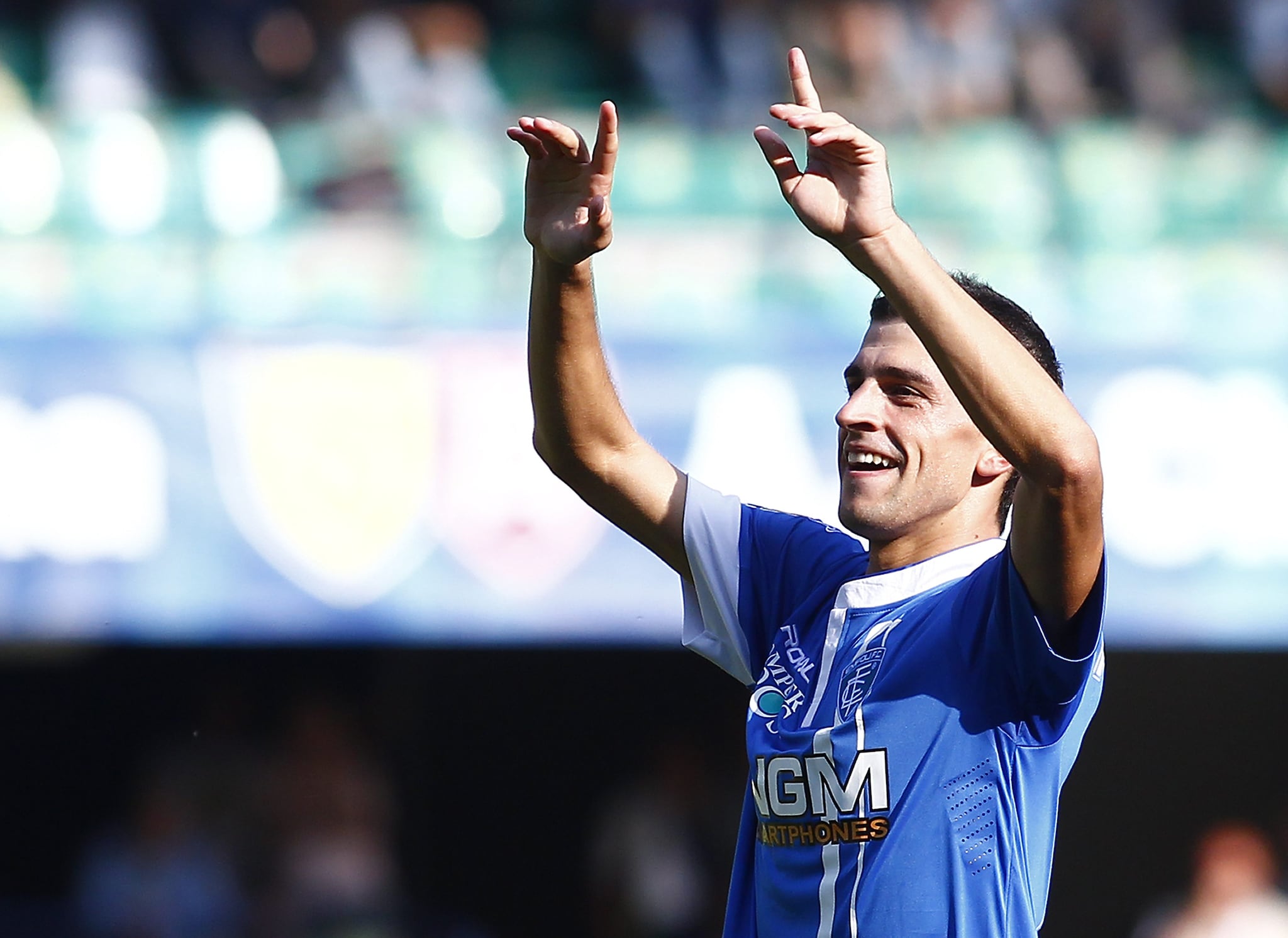 Pucciarelli esulta dopo un gol con l’Empoli.