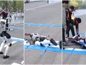 Maratona mista di Pechino, un robot ha le convulsioni e si autodistrugge: portato via in barella
