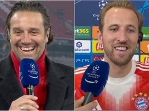 Toni in rosso come il Bayern, siparietto in tv con Kane in semifinale di Champions: “Luca, continua pure”