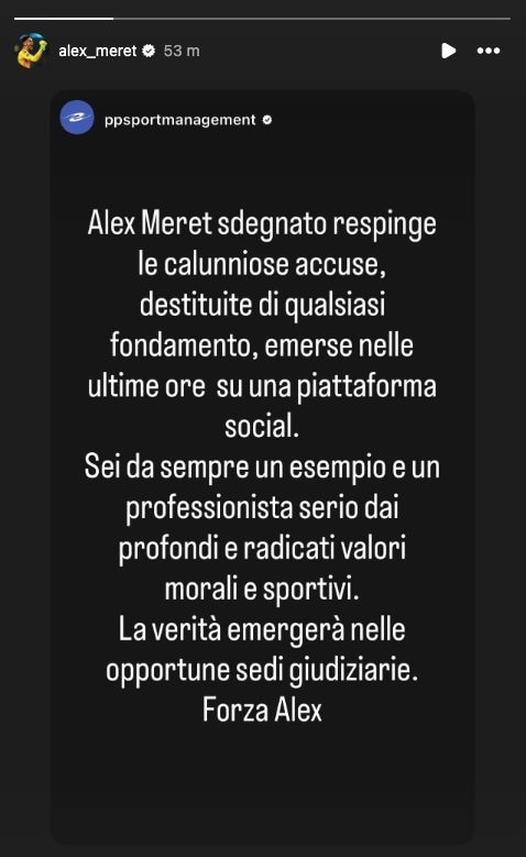 La story di Meret sul suo account Instagram.