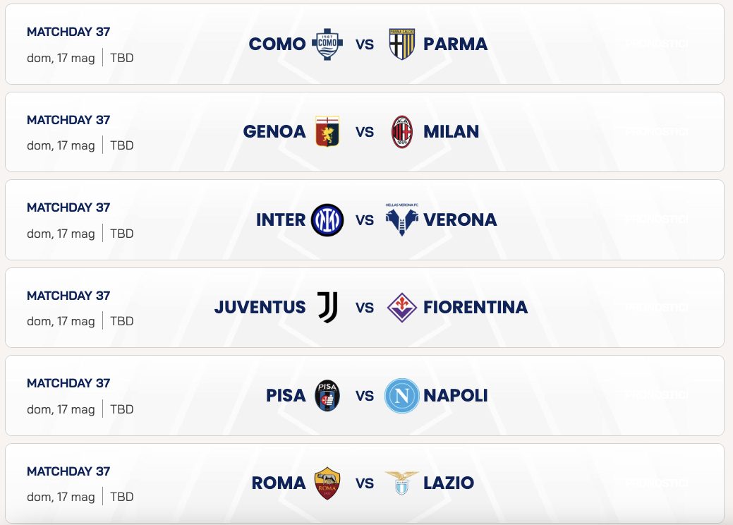 Per Genoa–Milan, Juventus–Fiorentina e Como–Parma dovrà essere garantita la contemporaneità