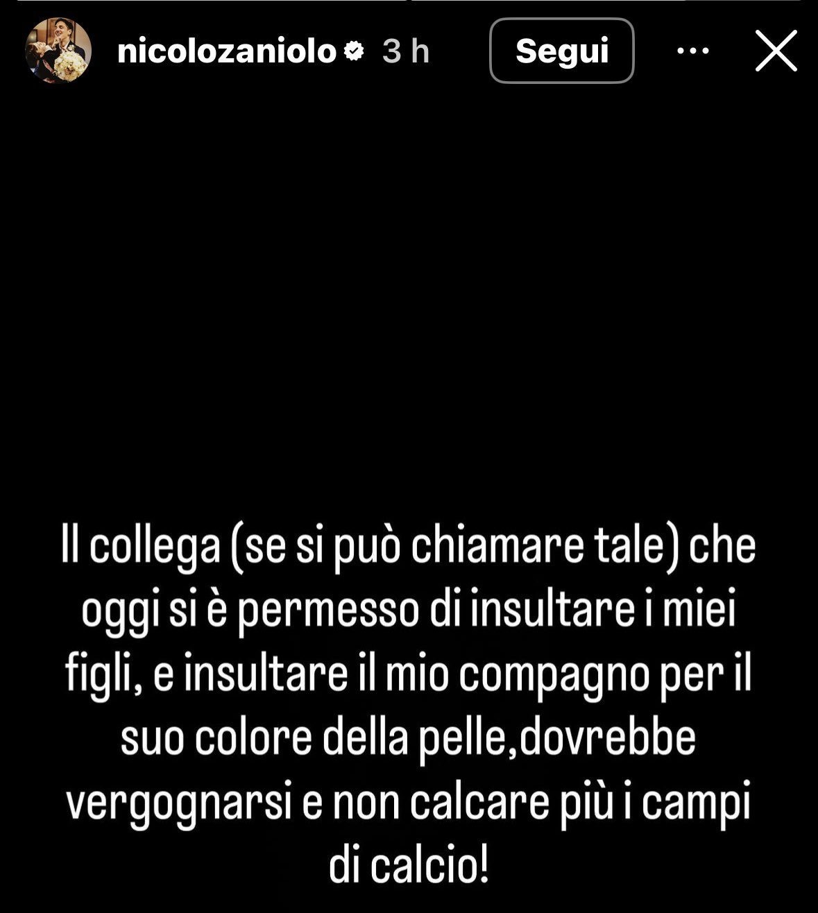 Il post di Zaniolo contro Dossena
