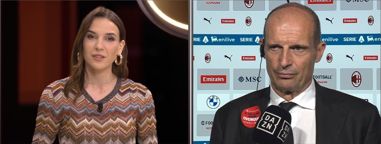 Max Allegri incupito durante l’intervista a DAZN