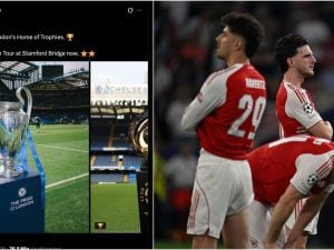 Il Chelsea punge l’Arsenal dopo la finale persa: “La casa dei trofei di Londra” con la foto della Champions