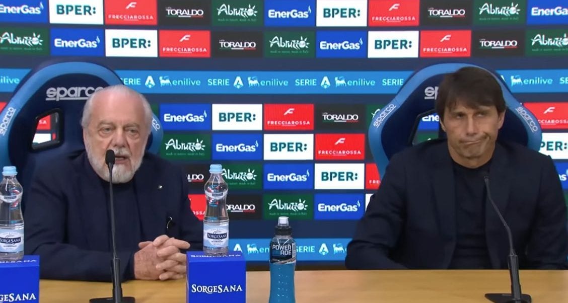 L’espressione di Conte quando De Laurentiis ha parlato del budget del Napoli come possibile motivo dell’addio