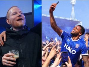 L’Ipswich torna in Premier League e festeggia con Ed Sheeran, scatenato negli spogliatoi