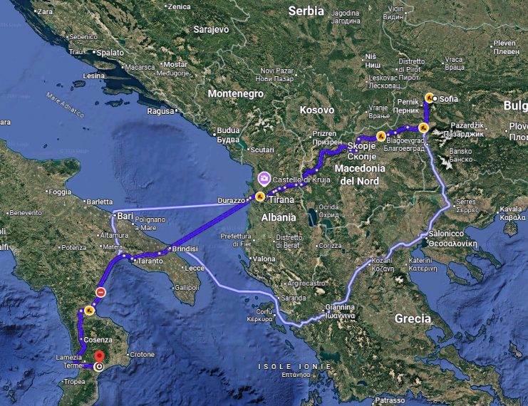 Il trasferimento di oltre 1.000km da Sofia a Catanzaro dopo le prime 3 tappe in Bulgaria