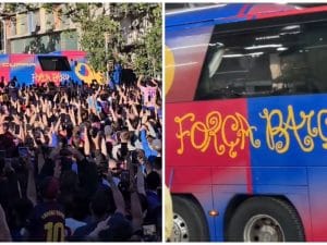 Pullman del Barcellona colpito da pietre lanciate dai propri tifosi: pensavano fosse il bus del Real