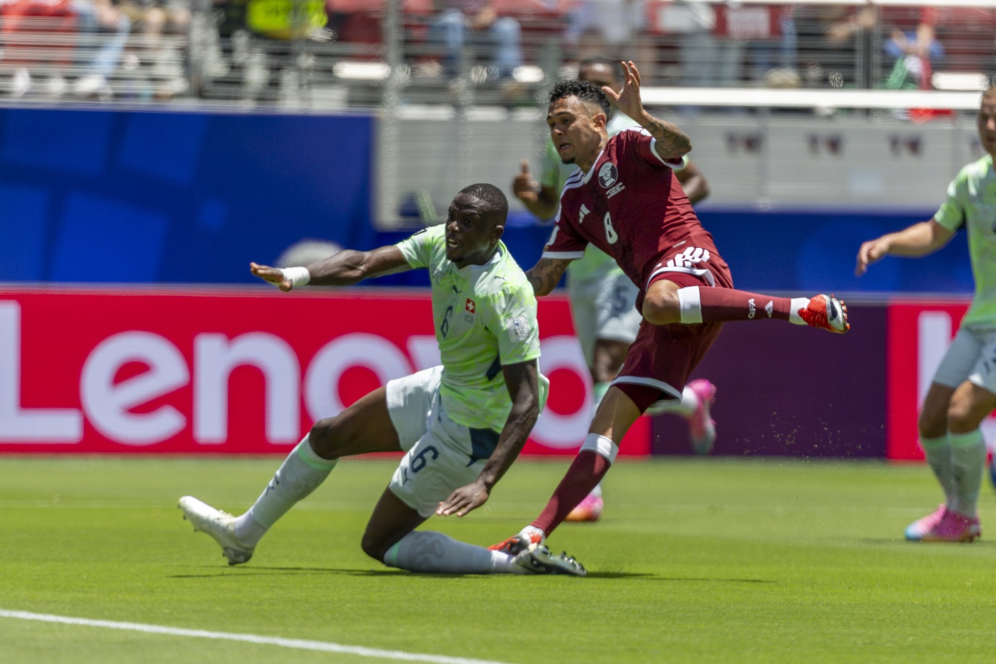 Un momento della partita tra Svizzera e Qatar.