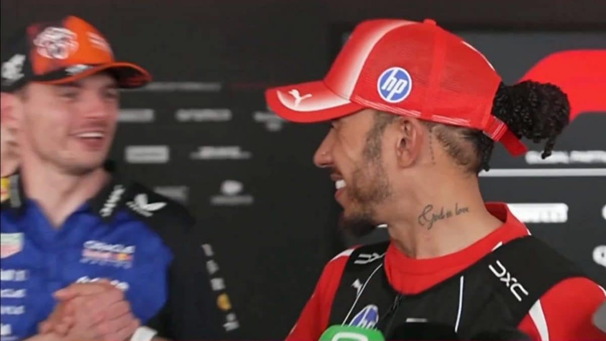Lrwsi Hamilton e Max Verstappen al termine del GP Austria F1.