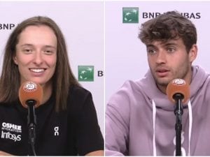 Iga Swiatek a Flavio Cobolli dopo la finale di Par