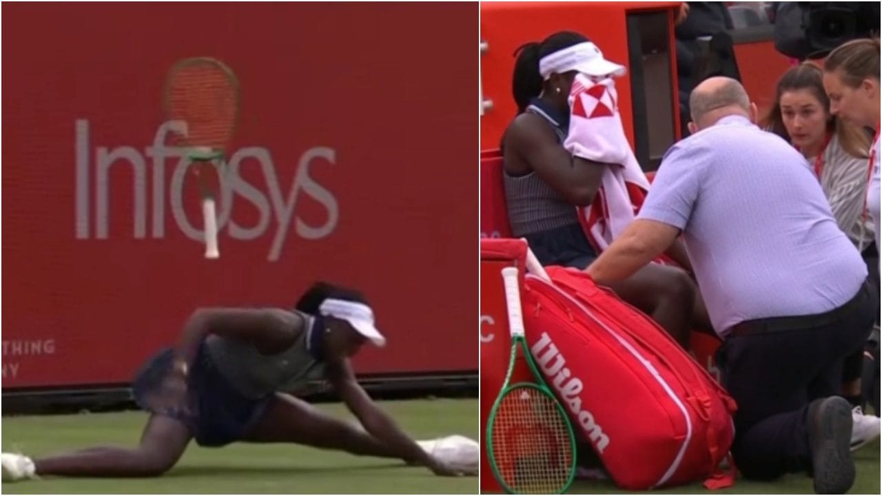 Mboko cade male sull'erba e si infortuna al ginocchio al Queen's: esce dal campo in lacrime