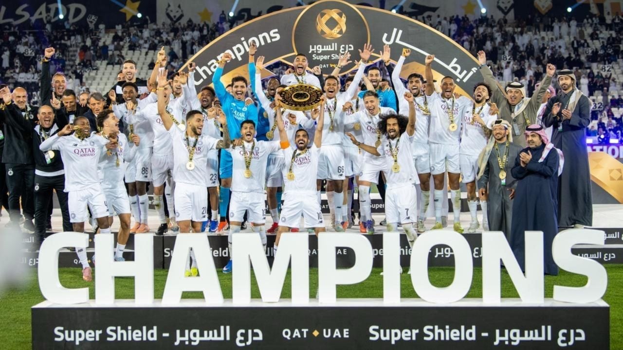 La festa dell’Al Sadd per la vittoria del titolo nazionale.