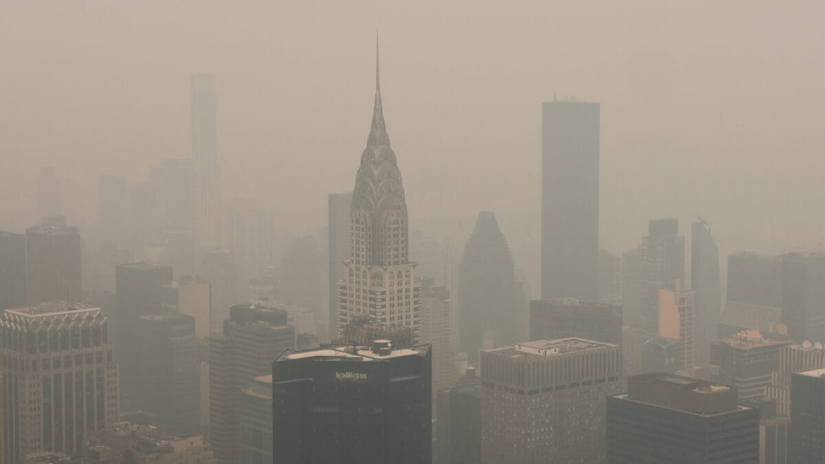 La coltre di fumo provocata da incendi ha investito l'area di New York.