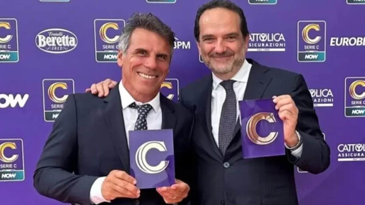 Gianfranco Zola, vice presidente della Serie C, e Matteo Marani, presidente della Lega Italiana Calcio Professionistico (Serie C).